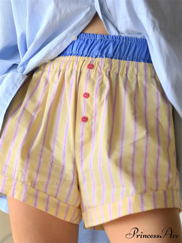 Striped Elastic Waist Short beige / S short-250223