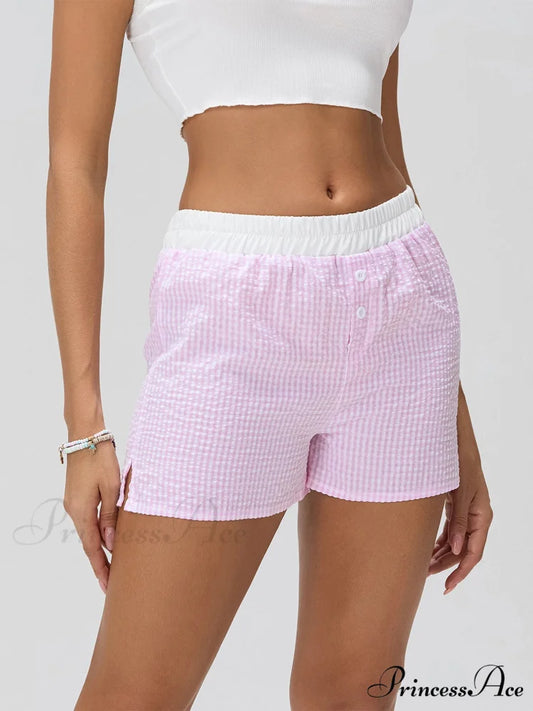 Striped Elastic Waist Short Pink / S short-250223