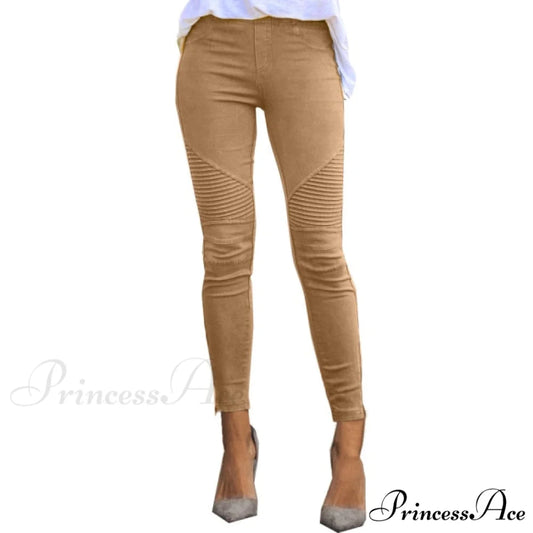 Striped Print Imitation Jean khaki / S