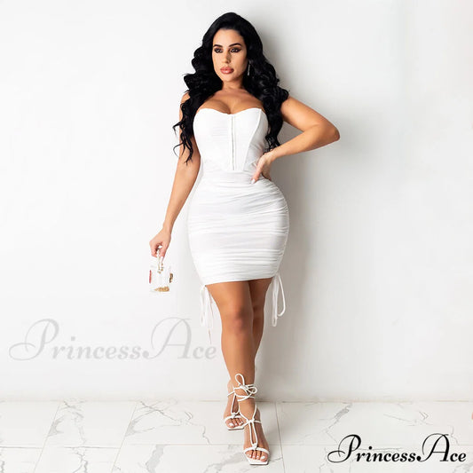Stunner Status Stylish Strapless Mini Dress WHITE / S
