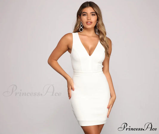 Stunning Babe Stylish Sleeveless Mini Dress IVORY / XS