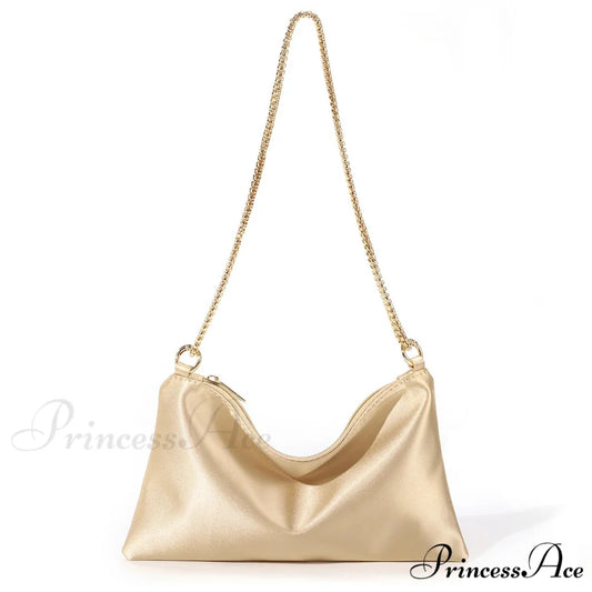 Sturdy Metallic Chain Underarm Evening Wedding Clutch Purse Gold clutchbag-250126