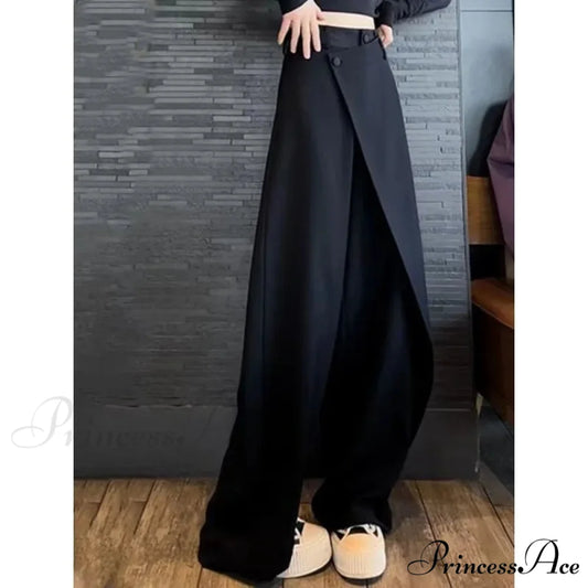 Stylish Antique Dark Suit Trousers Women Black / S pants-241228