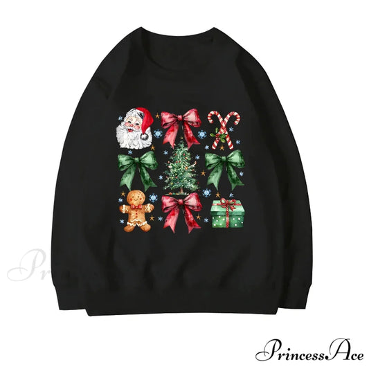 Stylish Coquette Christmas Santa Sweatshirt Holiday Christmas Hoodie black / S Christmas Hoodies-L