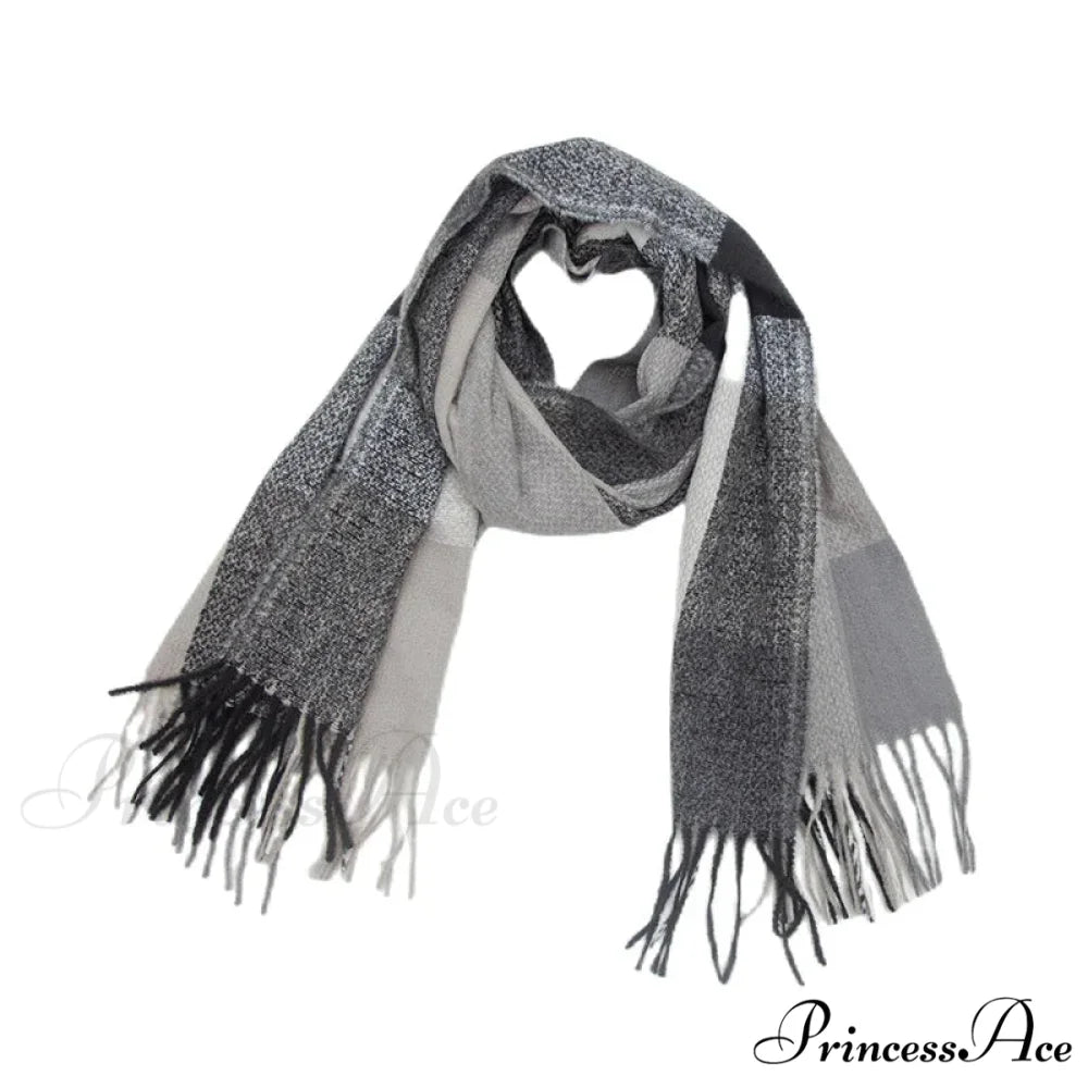 Stylish Cozy Knitted Cashmere Checkered Scarf Color02 scarf-241228