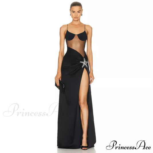Stylish Crystal Off-Shoulder Bandage Dress Prom Dress black / XS promdress-250223