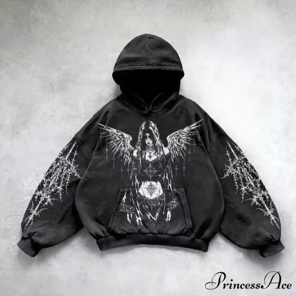 Stylish Design Patch Pullover Hoodie black 2 / M hoodies-241228