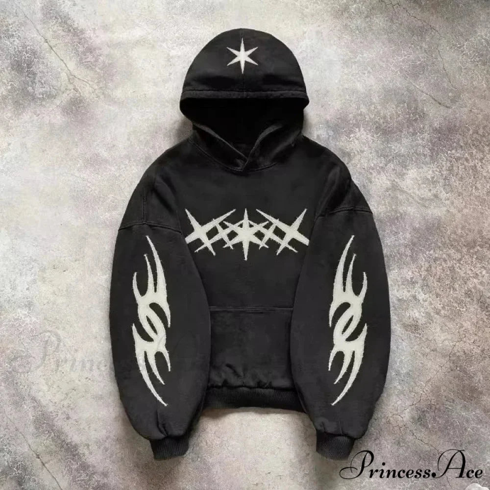 Stylish Design Patch Pullover Hoodie hoodies-241228