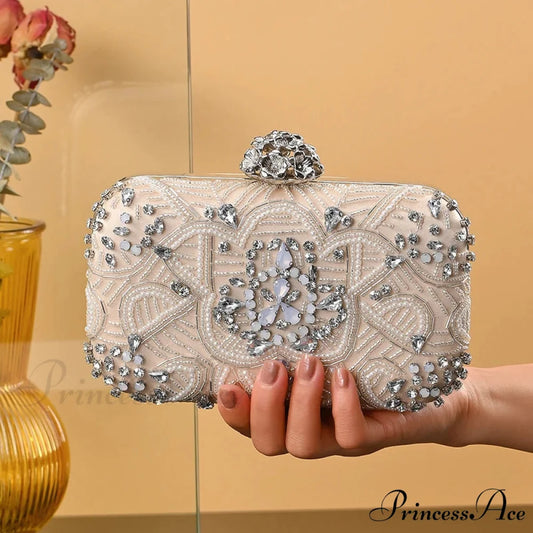 Stylish Diamond Evening Glass Rhinestone Wedding Celebration Bag 1065Golden clutchbag-250126