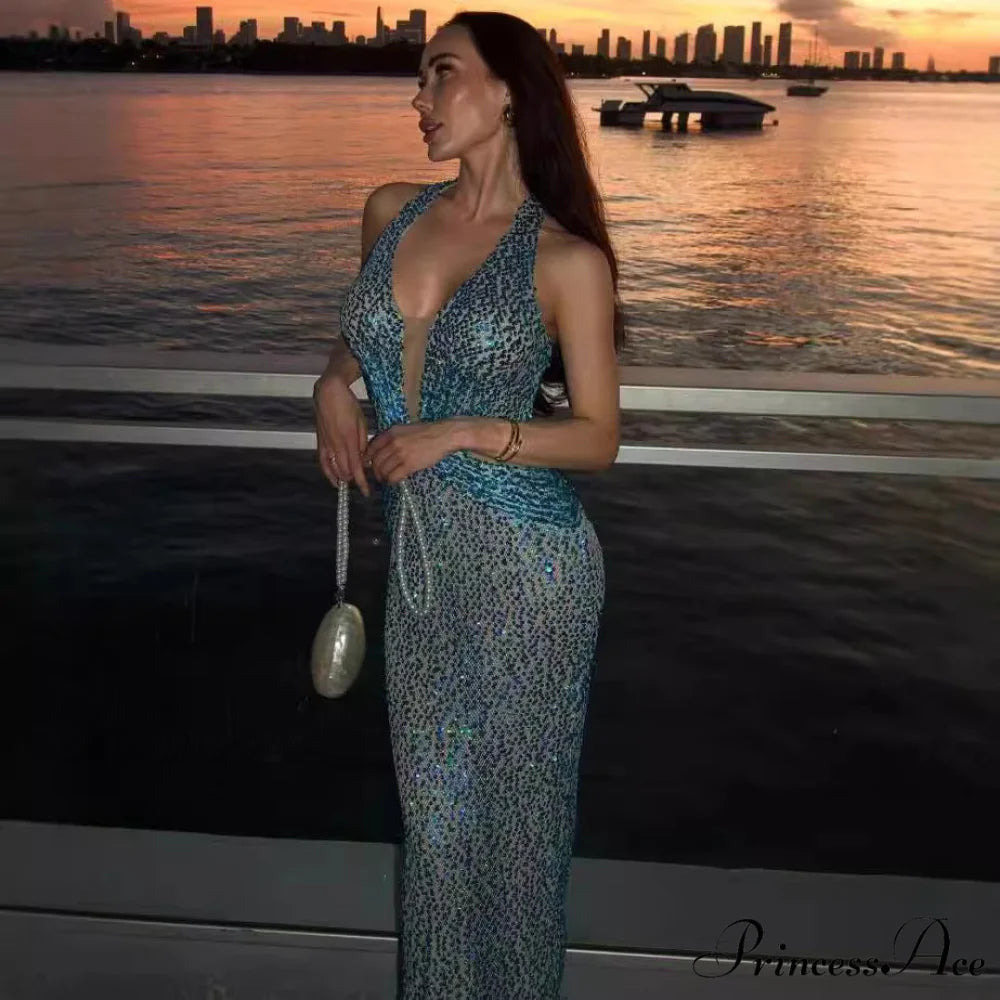 Stylish Ebony Beaded Bandage Celebration Dress Prom Dress promdress-250223