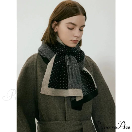 Stylish Elegant Warm Cozy Trendy Fashionable Unique Polka Dot Scarf Camel