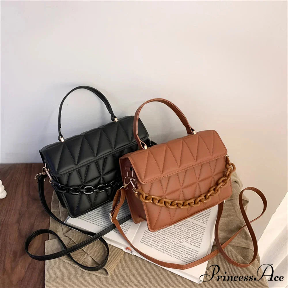 Stylish Faux Leather Square Crossbody Purse handbag-250126