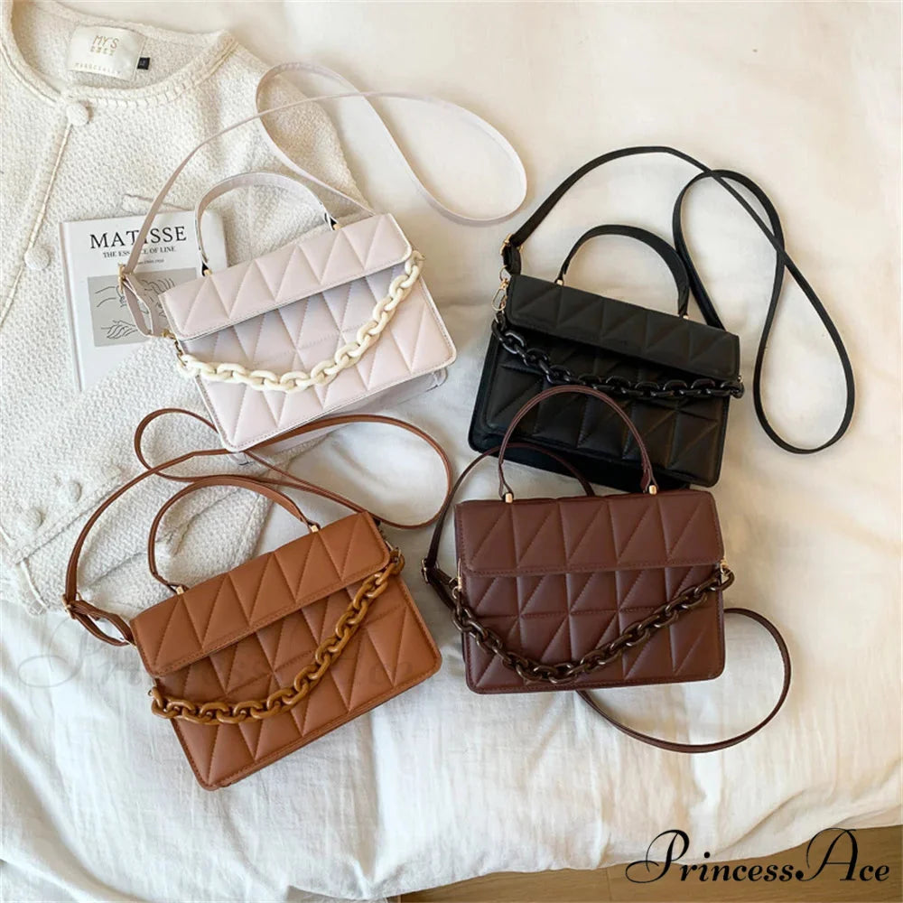 Stylish Faux Leather Square Crossbody Purse handbag-250126