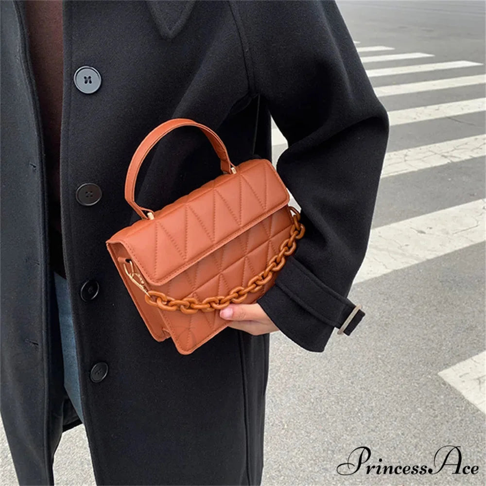 Stylish Faux Leather Square Crossbody Purse handbag-250126