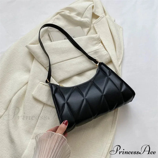 Stylish Faux Leather Underarm Shoulder Bag Black shoulder-250126