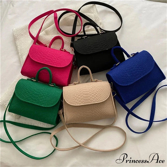 Stylish Felt Alligator Textured Crossbody Purse handbag-250126