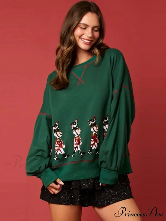 Stylish Glitter Patchwork Vintage Harajuku Long Sleeve Christmas Hoodie Christmas Hoodies-L