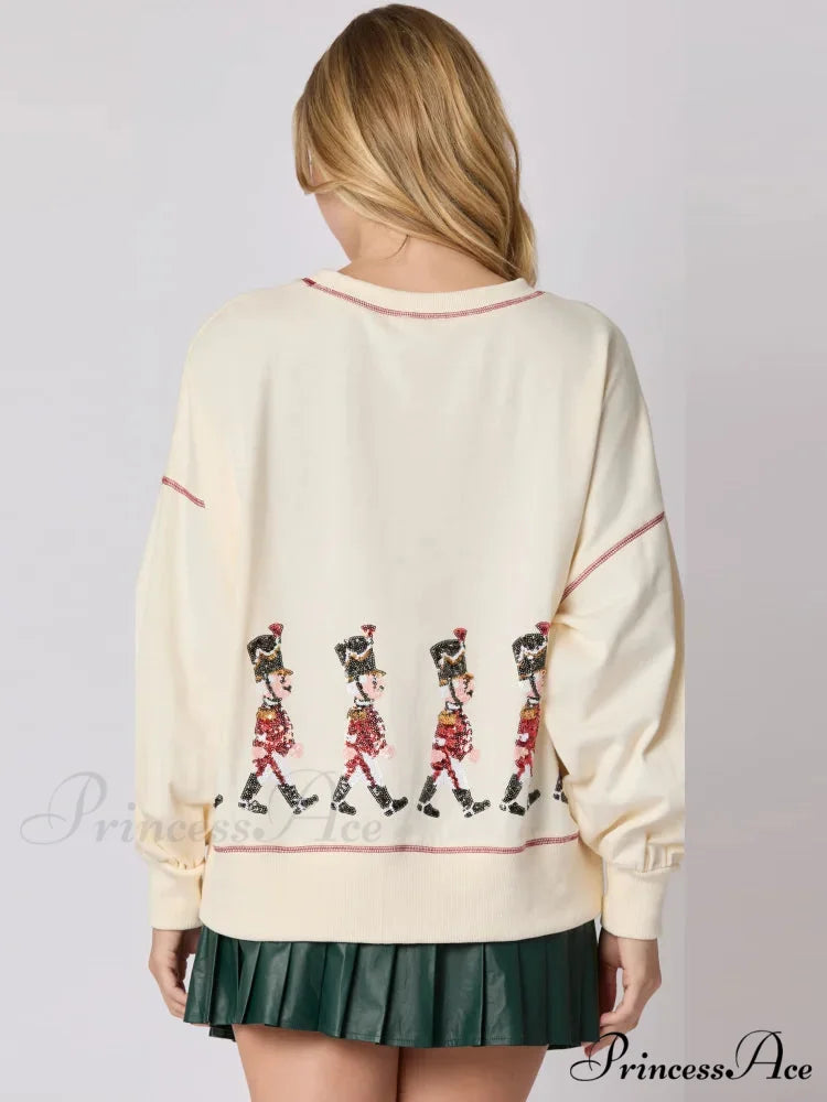 Stylish Glitter Patchwork Vintage Harajuku Long Sleeve Christmas Hoodie Christmas Hoodies-L