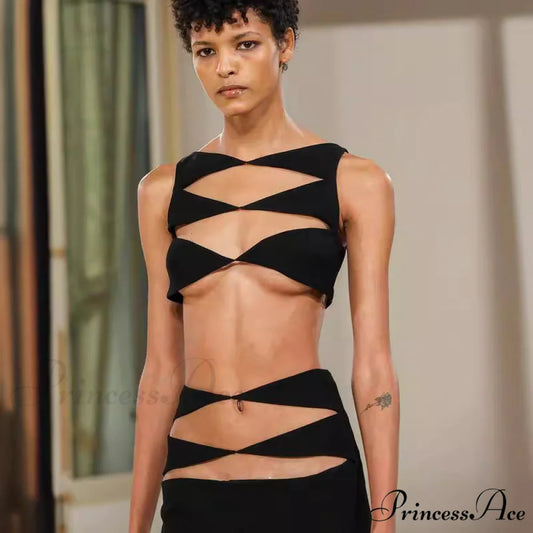 Stylish Hollow-Cut Two-Piece Bandage Dress Celebrity Prom Dress promdress-250223