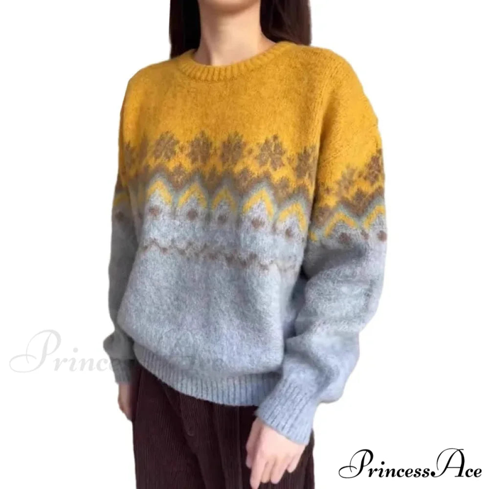 Stylish Informal Patterned Extended Sleeve Jumper swraters-241228