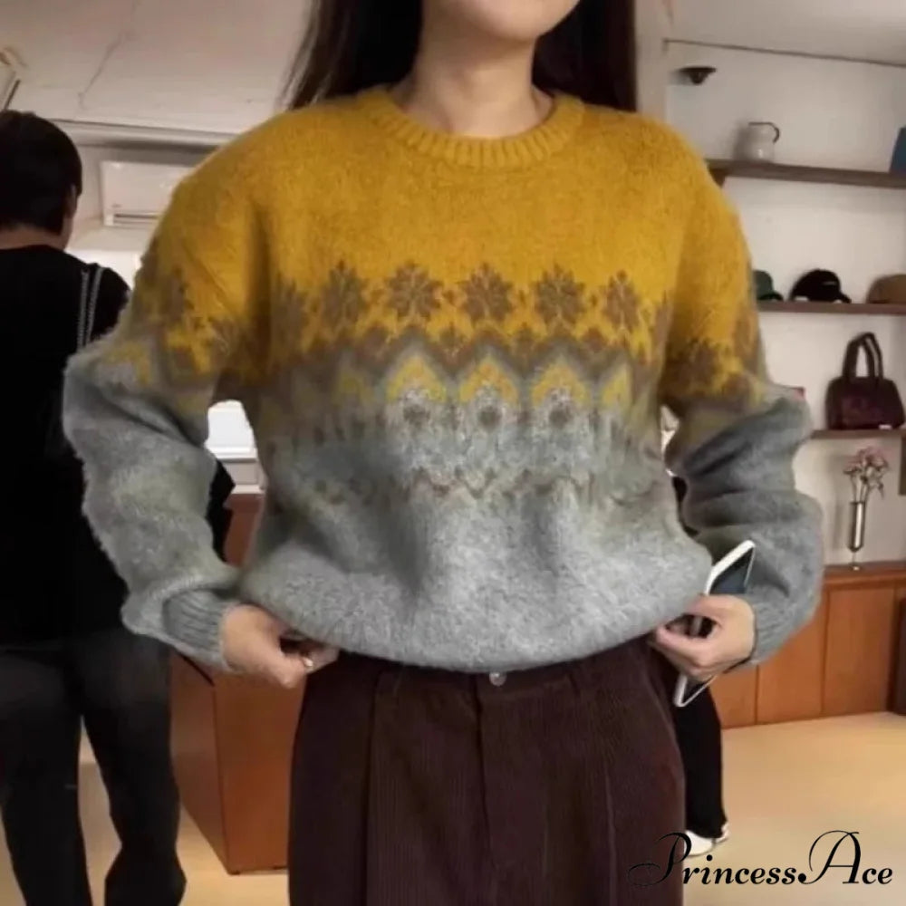Stylish Informal Patterned Extended Sleeve Jumper swraters-241228