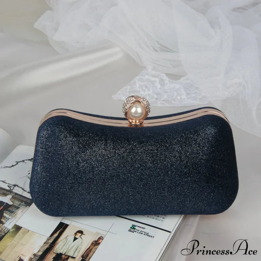 Stylish Night Clutch Fringe Chain Shoulder Bag Dark Blue / 20x5x11cm clutchbag-250126