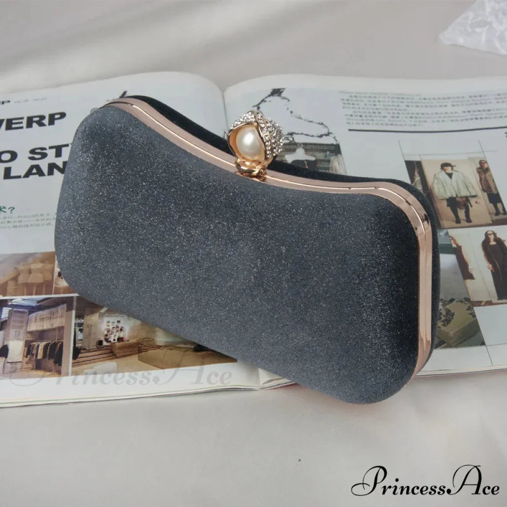Stylish Night Clutch Fringe Chain Shoulder Bag Grey / 20x5x11cm clutchbag-250126