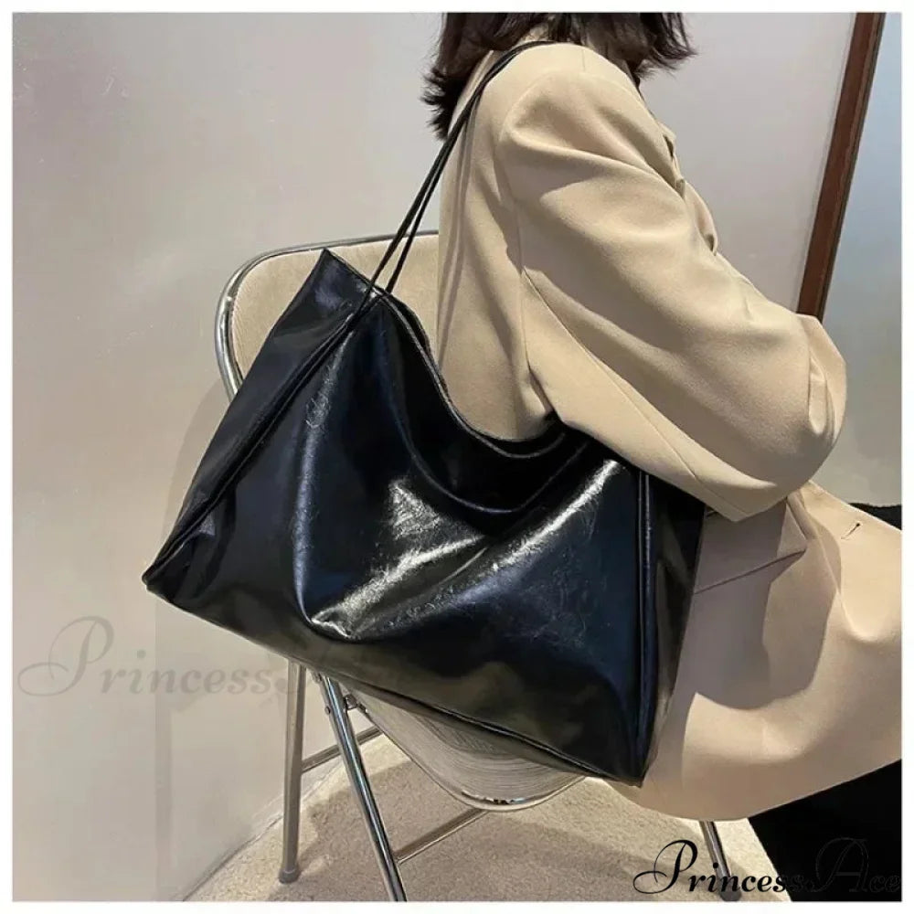 Stylish Ribbon Informal Shoulder Bag Black shoulder-250126