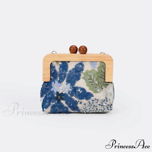 Stylish Sparkling Bloom Clutch Purse Wristlet Blue wristlet-250126