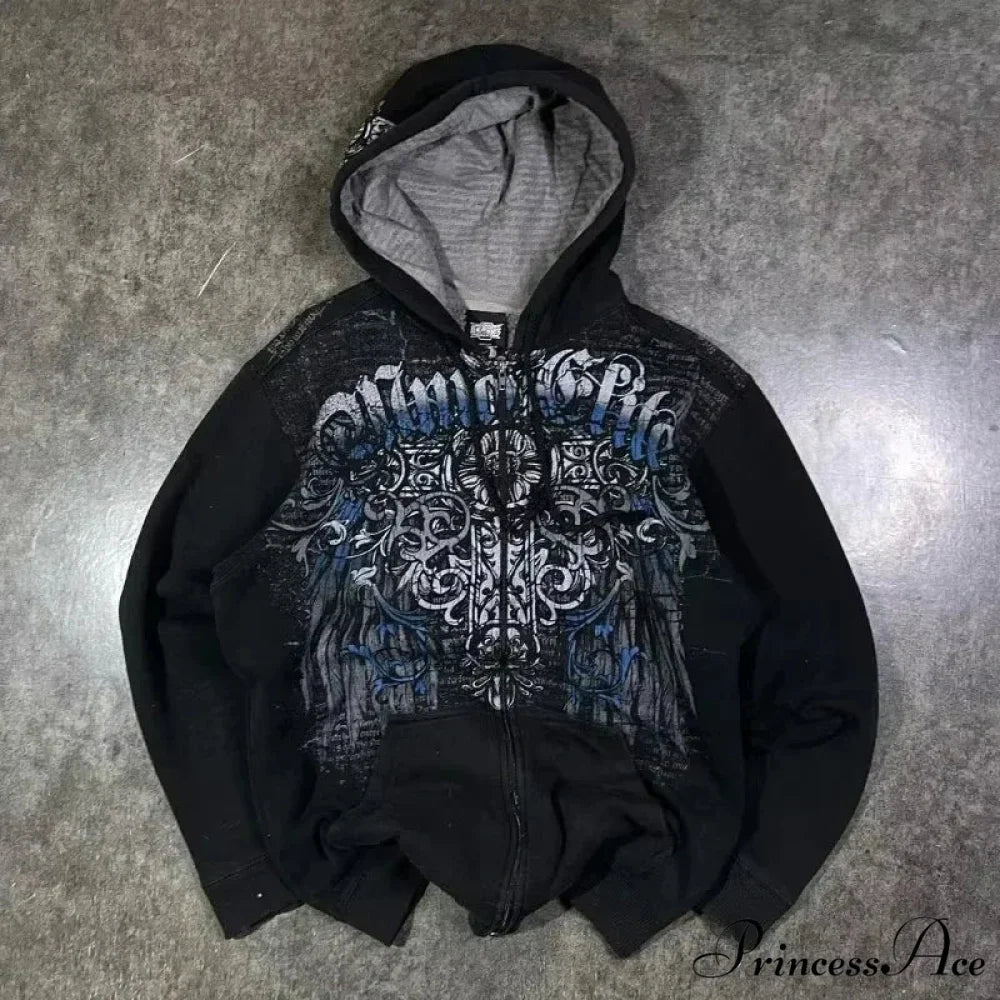 Stylish Trend Fleece Padded Zipper Hoodie black 8 / M hoodies-241228