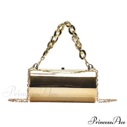 Stylish Tube Small Night Crossbody Purse Gold handbag-250126
