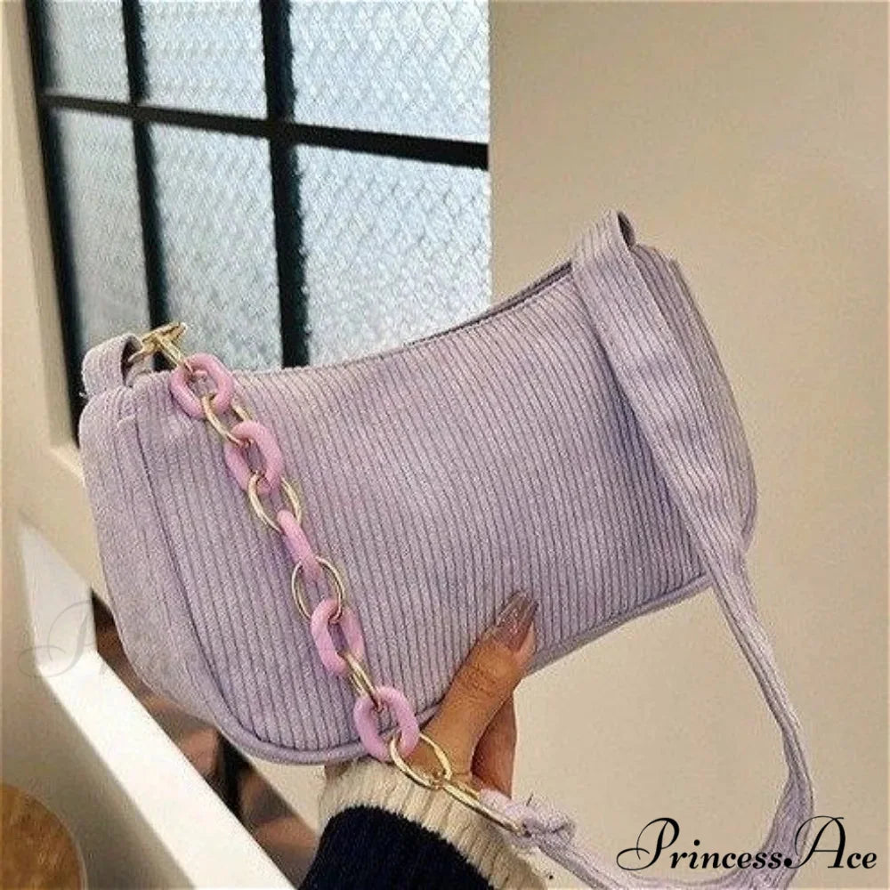 Stylish Velvet Zipper Underarm Shoulder Bag shoulder-250126