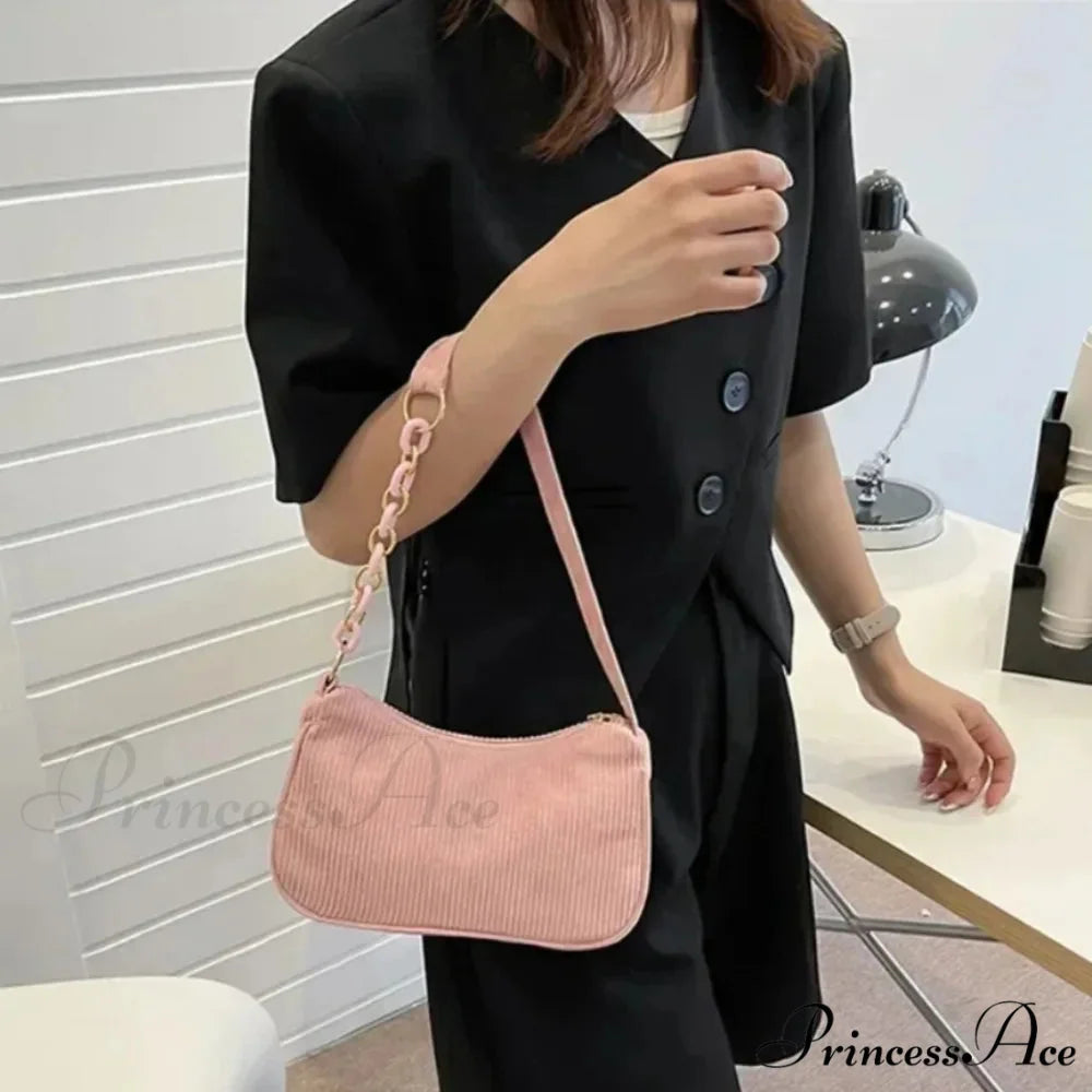 Stylish Velvet Zipper Underarm Shoulder Bag shoulder-250126