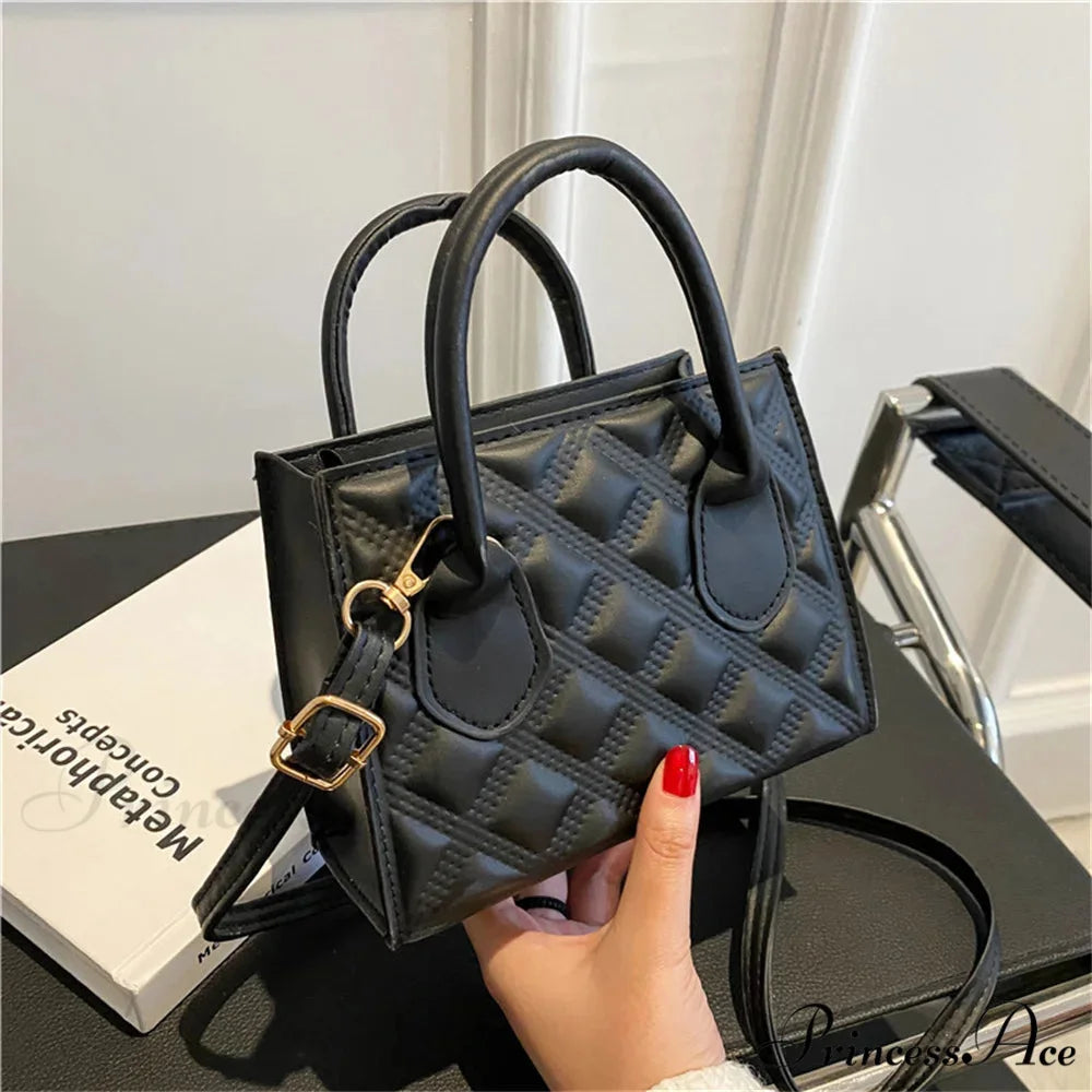 Stylish Vintage Faux Leather Petite Square Crossbody Purse Black-17x13x7.5cm handbag-250126