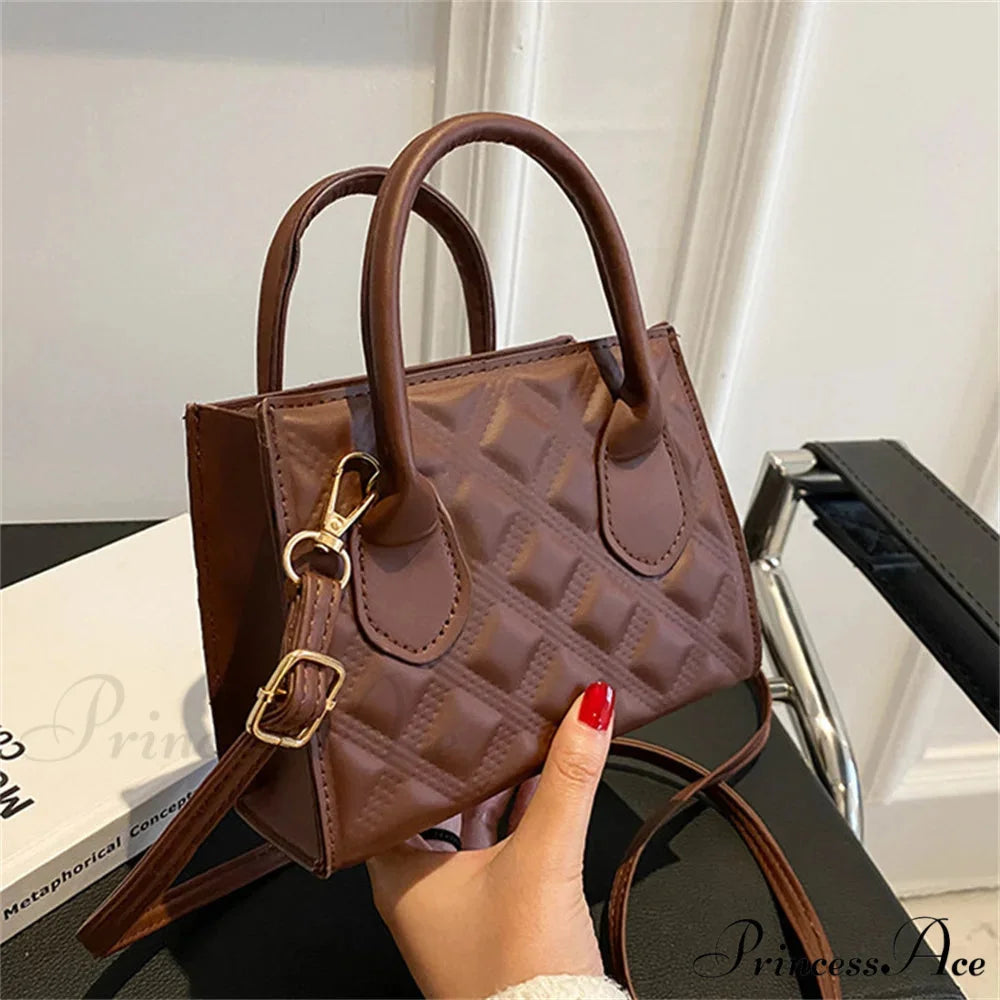 Stylish Vintage Faux Leather Petite Square Crossbody Purse Coffee-17x13x7.5cm handbag-250126