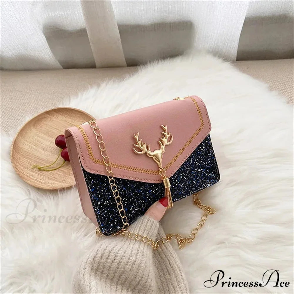 Stylish Vintage Faux Leather Petite Square Crossbody Purse Pink-19.5x5.5x12.5cm handbag-250126