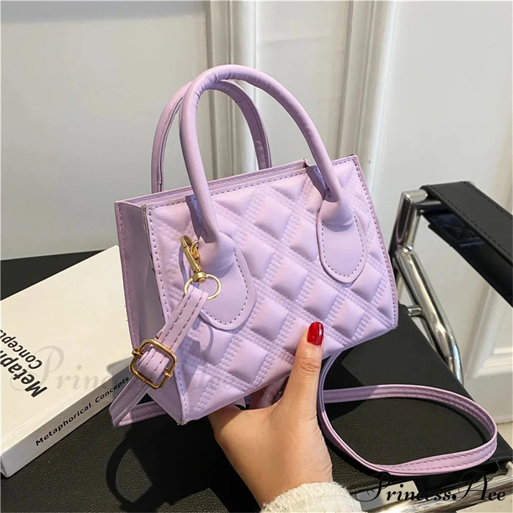 Stylish Vintage Faux Leather Petite Square Crossbody Purse Purple-17x13x7.5cm handbag-250126