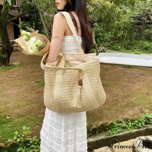 Stylish Women’s Straw Woven Shoulder Purse shoulder-250126