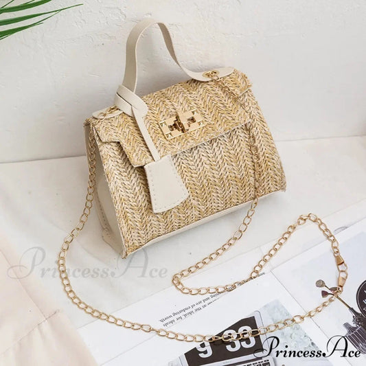 Stylish Woven Individuality Straw Purse White handbag-250126