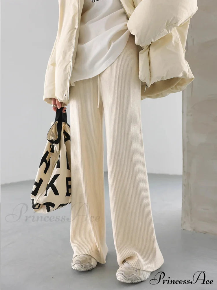 Summer Cotton Linen Wide Leg Full Length Casual Loose Waist Pants