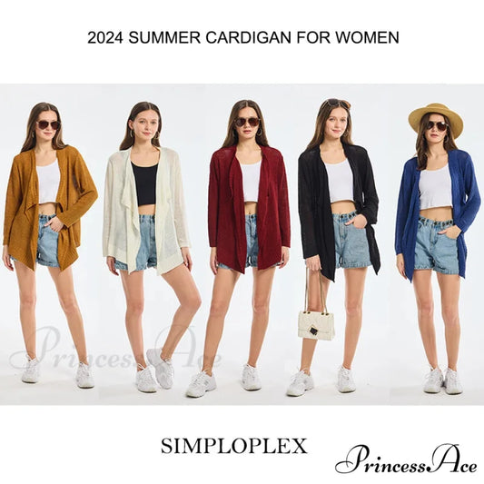 Summer Cozy Mesh Open Front Long Sleeve Comfortable Thin Fashionable Cardigan Sweater