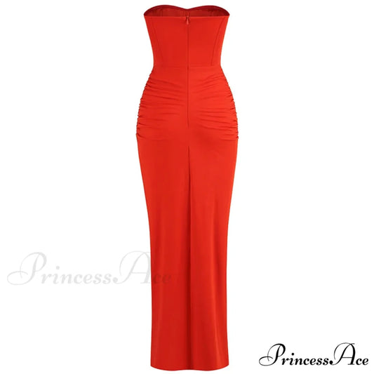 Summer New Women锟斤拷锟絪 Sexy Breast Wrapping Backless Dress Red Christmas Party Dress