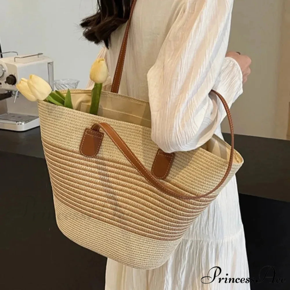 Summer Straw Bag Spacious Capacity Shoulder Bag shoulder-250126