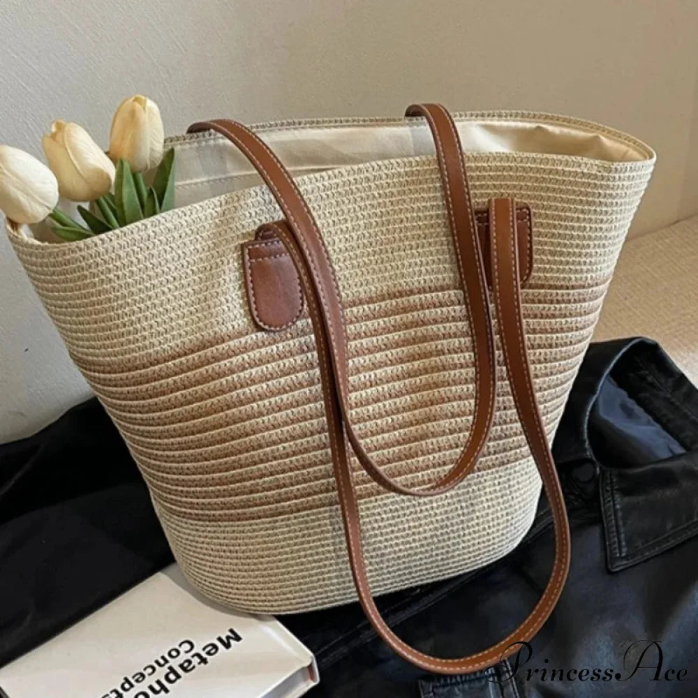 Summer Straw Bag Spacious Capacity Shoulder Bag shoulder-250126