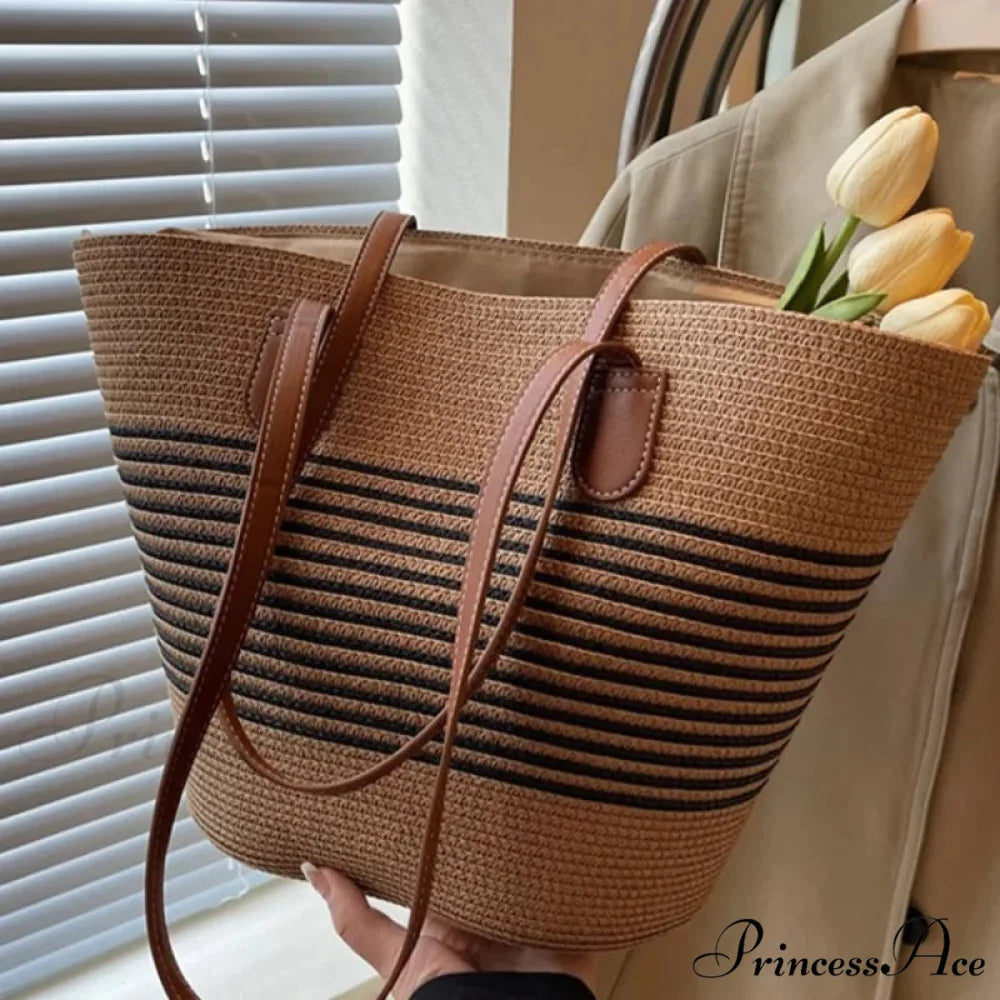 Summer Straw Bag Spacious Capacity Shoulder Bag shoulder-250126