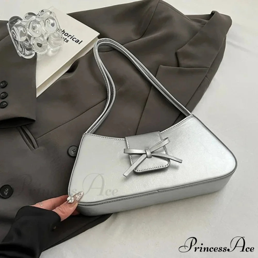 Superior-Quality Vintage Faux Leather Underarm Bag Sliver shoulder-250126