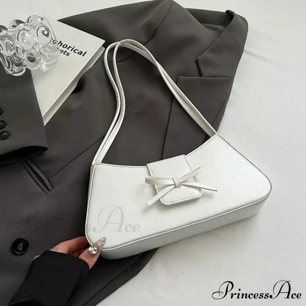 Superior-Quality Vintage Faux Leather Underarm Bag White shoulder-250126