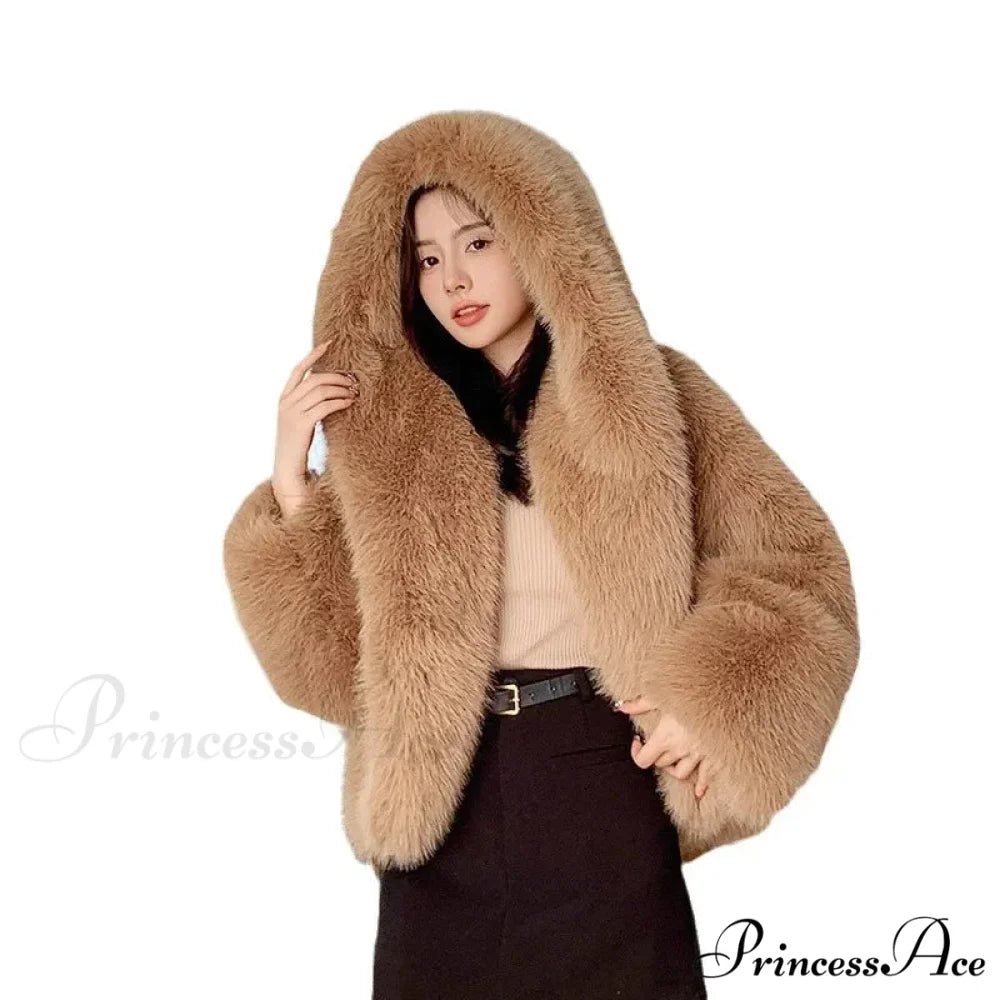Sustainable Faux Fox Hooded Coat coats-241228