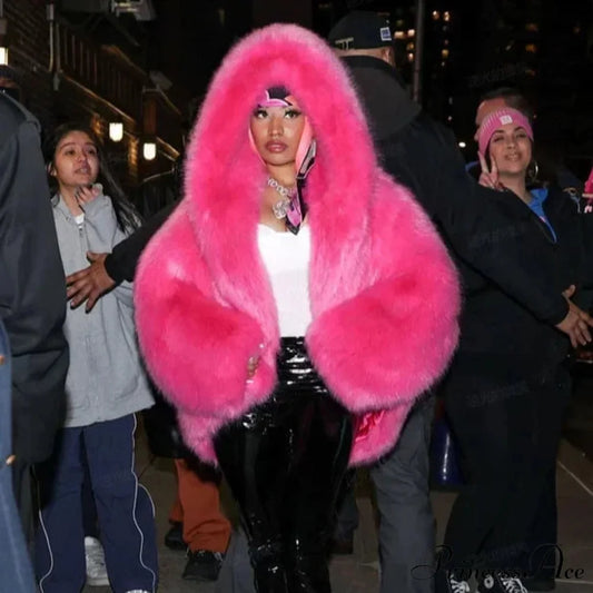 Sustainable Faux Fox Hooded Coat coats-241228