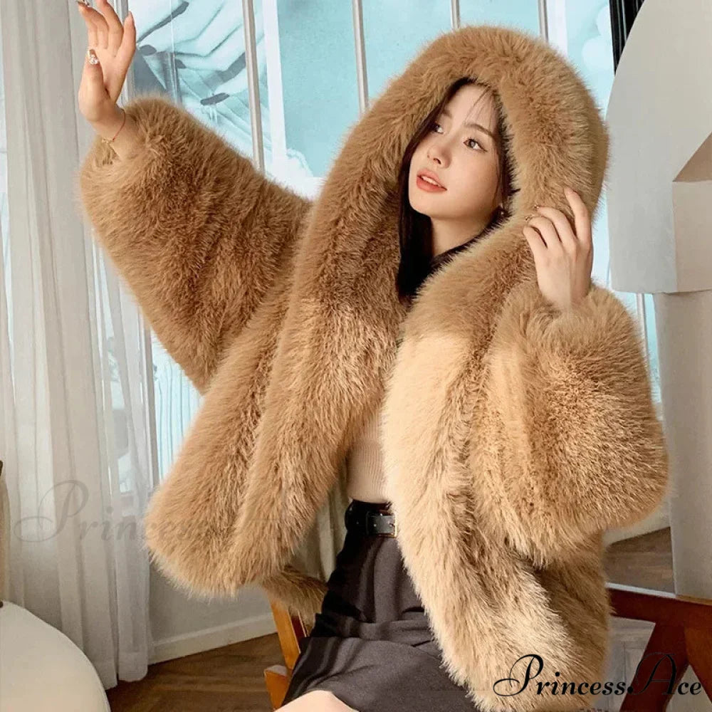 Sustainable Faux Fox Hooded Coat coats-241228